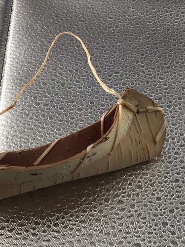 ORNAMENTO CANOA CORTECCIA BETULLA VINTAGE LUNGO 5 1/2” - Foto 6 di 11