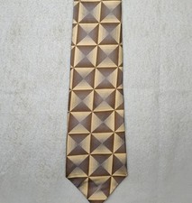 Murano Italia Men's 57" Necktie Brown/Cream Geometric Design Made in USA