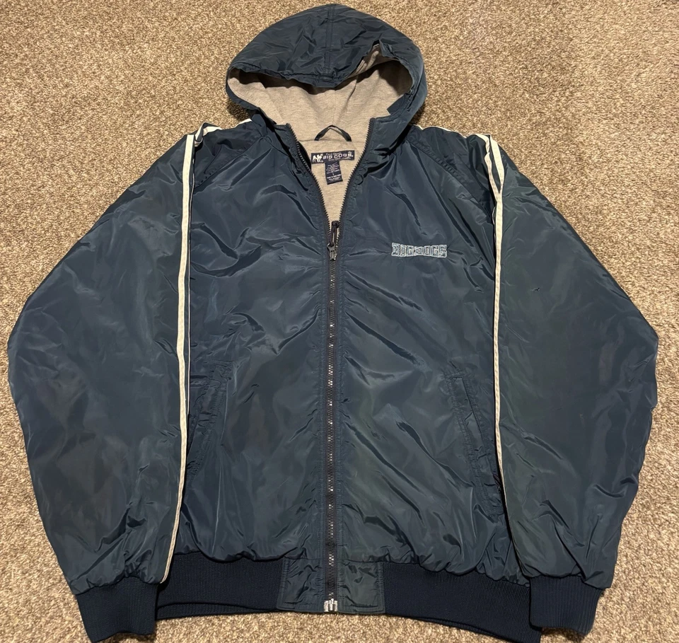 Vintage Big Dogs Men's Blue Jacket w Fleece Lining & Embroidered Logo Size LARGE - Image 2 of 4