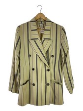 ISSEY MIYAKE Tailored Jacket / 3 / polyester / IVO / Stripe / IM17-FJ914 / /