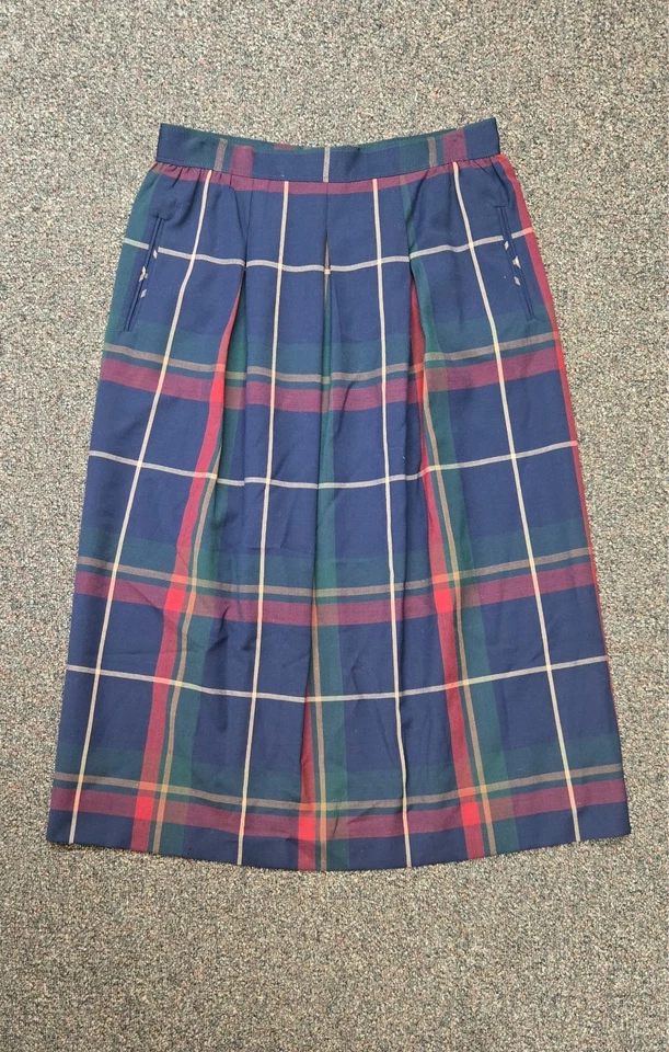 VTG Pendleton Blue Plaid Lightweight Wool Skirt w/ Pockets! Size 14, 32"L - Image 3 of 4