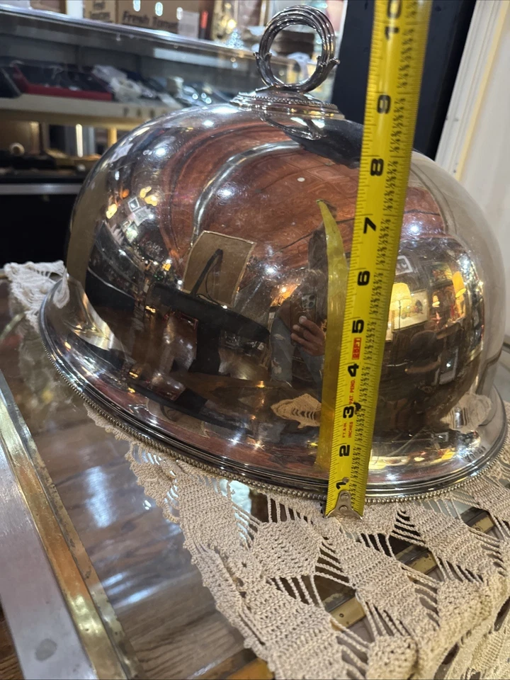 CUBIERTA PLATEADA PARA ALIMENTOS/CARNE... CA.1890 Cúpula grande de pavo con sellos distintivos Foto 3 de 4