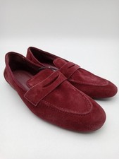 M&S Autograph Women's Shoes Dark Red Genuine Suede Slip On Loafers New