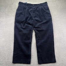 Vtg Ralph Lauren Pants Mens Fits 40x27 Navy Blue Corduroy Pleated Cords Preppy