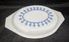 Vintage PYREX BLUE GARLAND LID 943 C25 Oval for Oval Cover Casserole Dish
