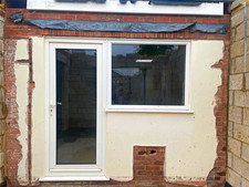 White uPVC External Single Door & window Full Lite Clear Glass inc Frame