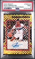 2024 Panini Select Bub Carrington Top Shelf Sig RC Gold 1/10 Auto PSA 9 POP 1