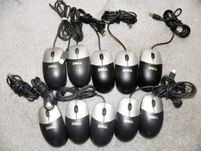 10 Lot Dell Mouse M-UVDEL1 Black Silver 3-Button Scroll Optical USB