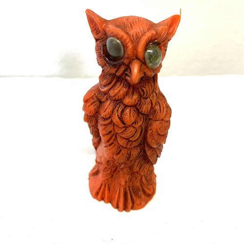 Vintage orange 1960’s Cat Owl Salt and Pepper Shakers trippy scary hippy eyes - Picture 3 of 17