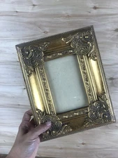 Vtg Chunky Baroque Rococo Style Resin Composite Gold Frame Ornate 8x10”