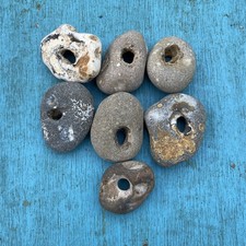 Six  medium sized Natural Hag Stones Found On The Beaches Of Kent