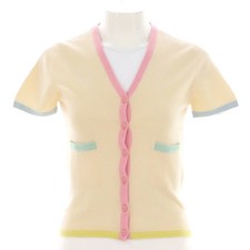 Chanel Women's Vintage V-Neck Short Sleeve Cardigan Cashmere