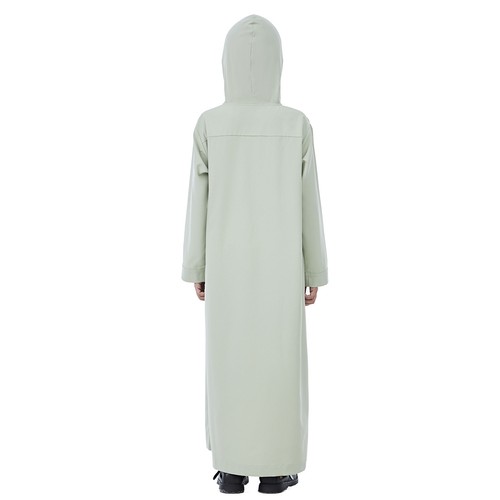 Neu muslimischer Junge Kapuze Robe Mode arabisch einfarbig Kaftan Spieler Kaftan Kleid - Bild 41 von 57