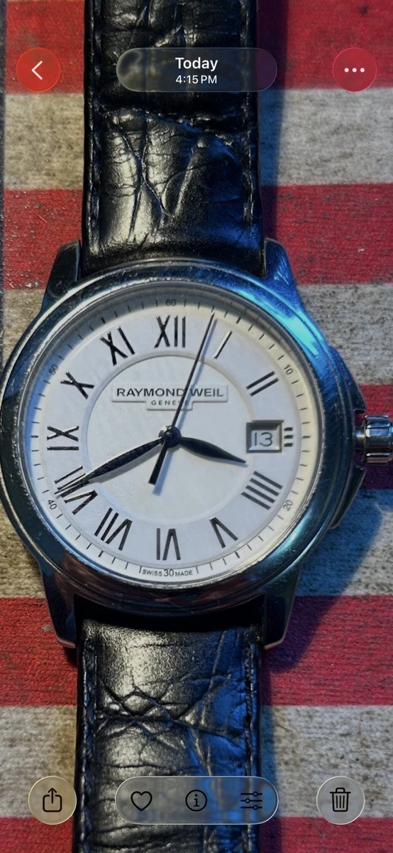 稼働 RAYMONDWEIL 腕時計 18KGP 12Pストーン デイト3088 レイモンド 