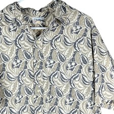 Vintage Reyn Spooner Shirt Mens XL Hawaiian Shirt Beige Gray Leaf Print Cotton