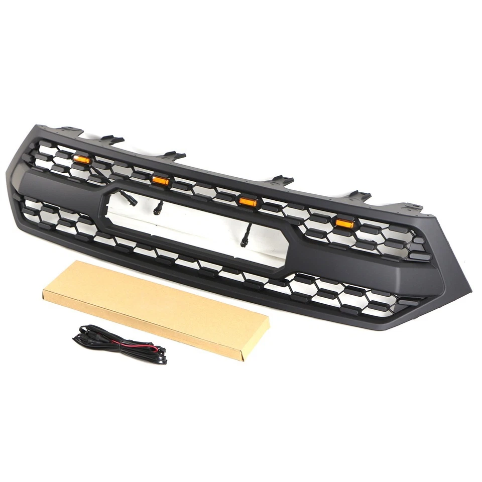 Rejilla delantera negra para Toyota Highlander 2011 2012 2013 parrilla con LED ámbar Foto 3 de 4