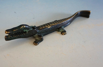Vintage Nussknacker Nutcracker Krokodil Messing bronziert 50er (F025-1287)