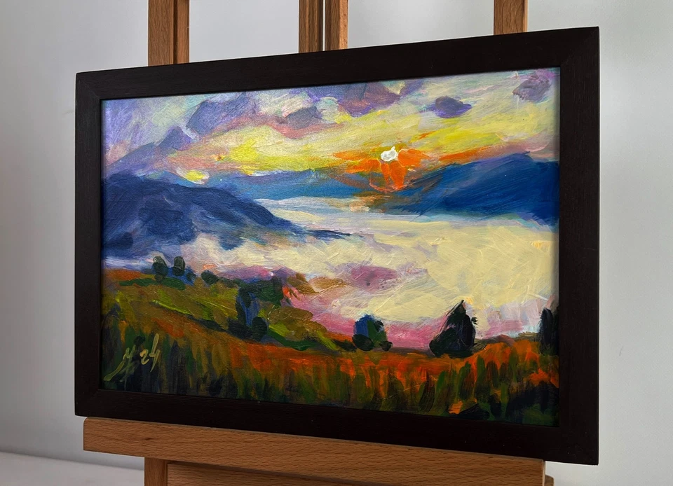 亚克力绘画 山谷雾 M. Patskan 原版 nAAA4825 — 第 3/4 张图片