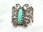 Vintage Sterling Silver Butterfly Ring Filigree Turquoise DGS Turkey Dainty Sz 9