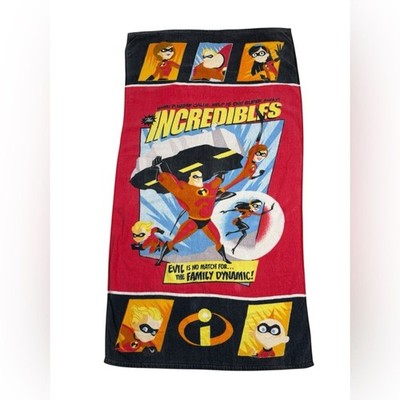 Disney Pixar The Incredibles Beach Towel Cotton Pool Superhero Cartoon VTG Y2K