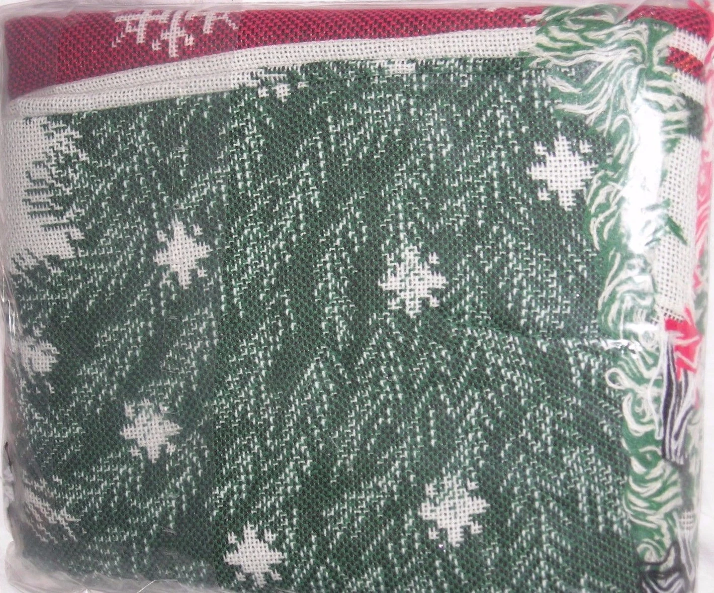 NEW Christmas Tree Throw 50x58" Fringe Double Woven Jacquer Blanket Couch Lap