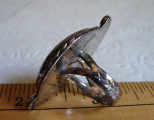 ANILLO de plata navajo nativo americano de colección con ónix negro manchado grande, talla 6,5 D68 - Imagen 9 de 19