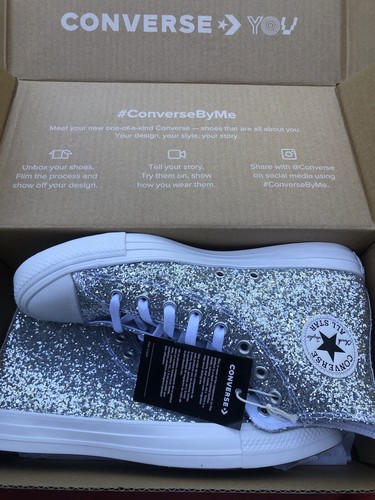 Converse All Star men’s size 9 Silver Sparkle Shoes women’s size 11 NEW w/Box - Picture 14 of 17