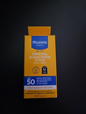 NIB Mustela Broad Spectrum Water Resistant Sun Screen 0.6 oz. SPF 50 Free Ship