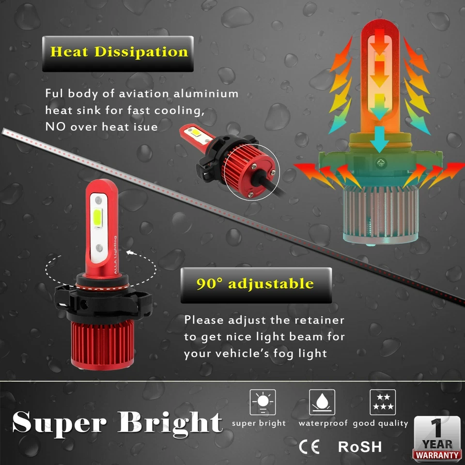 Alla LED Pure White PSX24W Fog Light Bulb Much Brighter than 2504 Halogen Lamp - Image 3 of 4
