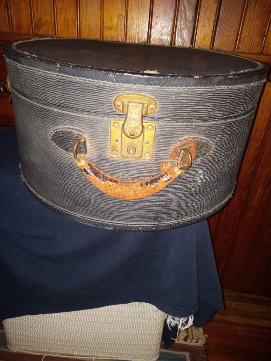 Large Old Fashioned Hat Boxes Vtg Hardside Hat Box Leather