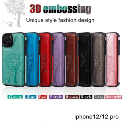 3D Embossed Card Leather Phone Case Cover For iPhone 11 Pro 12 Pro Max 12 11