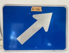 Traffic Road Street Sign Authentic Retired Blue 45 Degree Left 21" X 15"  4-106