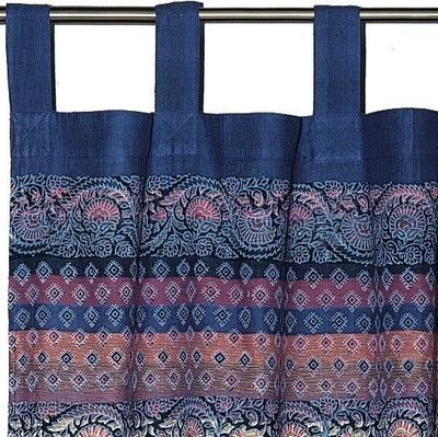 Unique Handmade Cotton Tab Top Curtain Drape Panel Paisley Good Luck Elephant