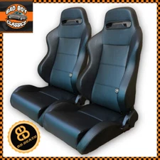PAIR of BB3 Reclining Universal Bucket Sports Seats Black For VOLKSWAGON VW 