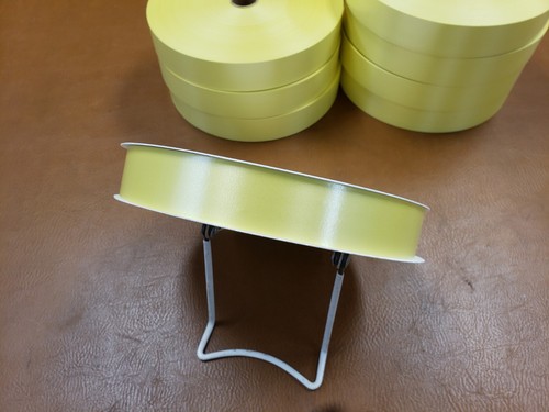 Pastel Yellow Poly Satin Ribbon Wide 1 1/4" 250 Yards New on Roll - Picture 3 of 4