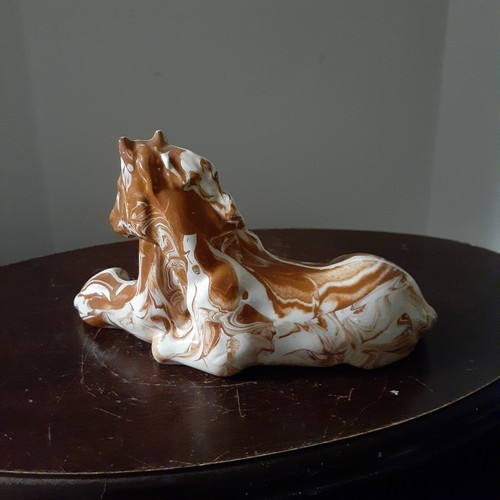 HORSE AND FOAL DRIP GLAZE CLAY STATUE/FIGURINE, SIGNED G GREEN - Picture 3 of 3