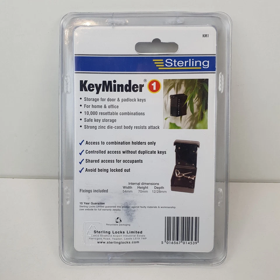 sterling key minder storage box door & padlock keys heavy body weather resistant - Image 2 of 2