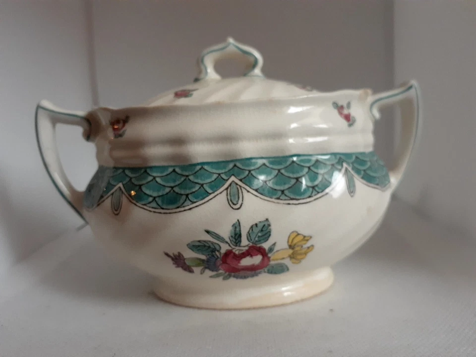 Azúcar Royal Doulton Lowestoft ramo con tapa  Foto 2 de 4