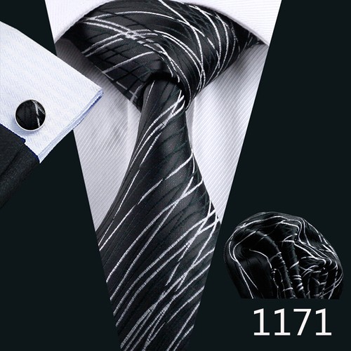 200 Color Mens Ties Paisley Striped Floral Solid Silk Tie Necktie Set Wedding - Imagen 155 de 246
