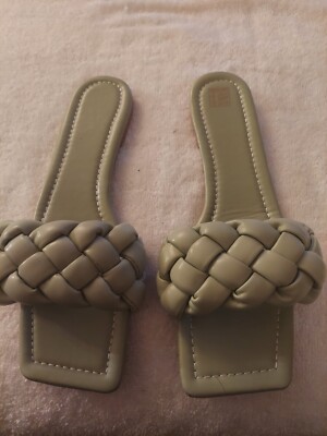 Shein Sage Green Flat Slide Sandals Size 11M