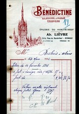 EVREUX (27) EPICERIE DU MARCHE NEUF "LIEVRE" Publicité LIQUEUR BENEDICTINE 1932
