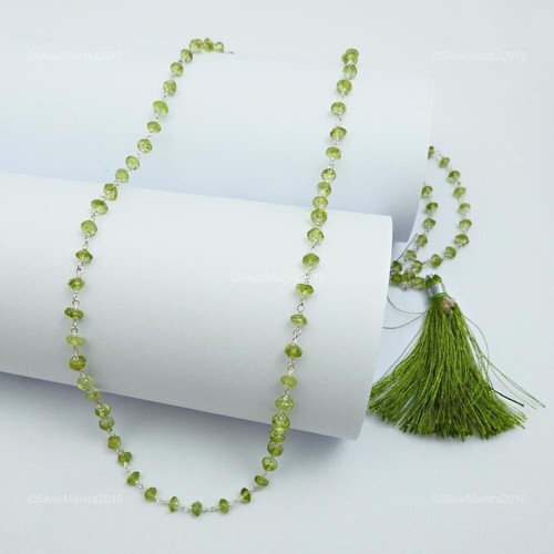 Collana Art Deco Con Cluster Di Peridoto Naturale Di Agosto In Argento 925 - Foto 4 di 7