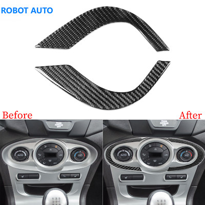 For Ford Fiesta 2011-19 Real Carbon Fiber Central AC Climate Control Panel Frame