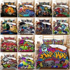 Hip Hop Graffiti Bedding Set Duvet Cover Pillow Case Set Single Double King