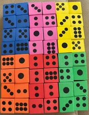 48 Multi Colored Foam Dice 1.5" X 1.5" X 1.5" each