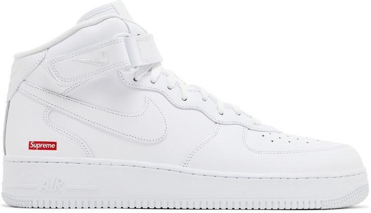 Nike Supreme x Air Force 1 Mid Box Logo - Triple White for Sale