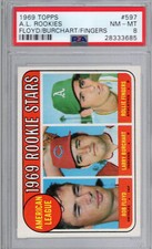 1969 Topps #597 ROLLIE FINGERS (RC) (HOF) PSA 8 NM/MT Oakland A'S ATHLETICS