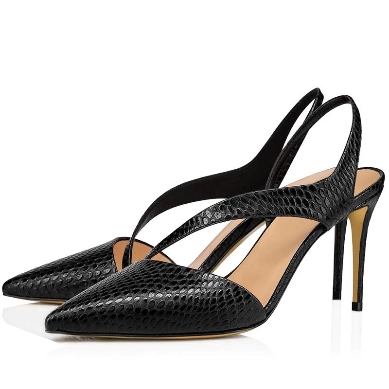 Mujer Punta Punta Sandalia Cordones Estampado Piel de Serpiente Sexy Pasarela Damas OL Formal Foto 2 de 4