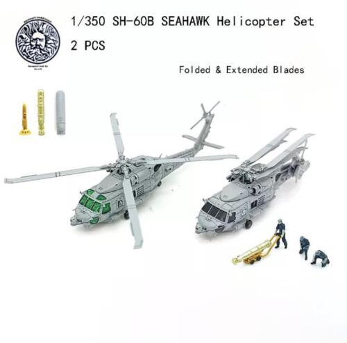High-precision 3D Printed 1/350 SH-60B SeaHawk Helicopter Folded & Extended 2Pcs