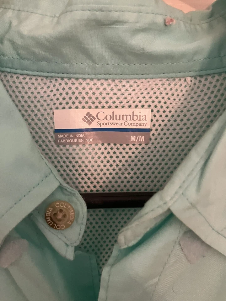 Camisa Columbia Verde Talla Mediana Rendimiento Equipo de Pesca Hombres Manga Larga Foto 2 de 4